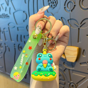 QY Cute PVC Animal Keychain Soft Rubber <b>Key</b> Ring Wrist <b>Lanyard</b> Promotional Gift OEM Wholesale - Product Image 4