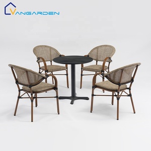 <strong>Bamboo</strong> Powder Coated <strong>Bistro</strong> Outdoor Garden Furniture Iron Dining <strong>Table</strong> and <strong>Chair</strong> <strong>Set</strong> for Backyard - Product Image 1