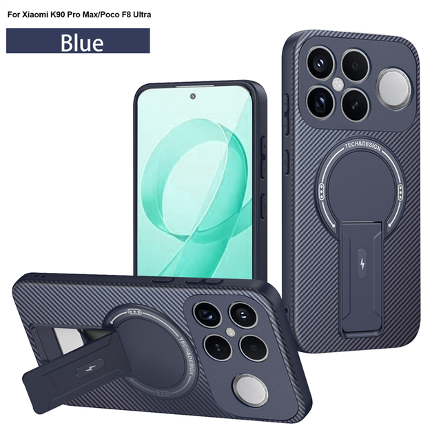 Slim Anti Slip TPU+PC Phone Cover, Carbon Fiber Pattern Anti Fingerprint Shockproof Stand Case for Redmi Note 17/Note 17 Pro Max