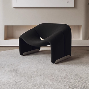 Cream style smiling chair - single person <b>sofa</b> chair - living room - home balcony - meeting and relaxing - sheepskin - designer - Product Image 3