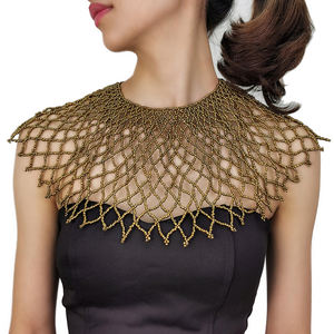 HANSIDON הצהרת בעבודת יד דיג נטו צורת שרשרת נשים Vintage ביב שרף חרוזים צווארון שרשרת קסמי תכשיטי כתף - Product Image 2