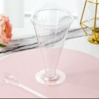 Lot de 100 Gobelets Jetables en Plastique de 170 ml (6 oz) pour Mousse, Crème Glacée, Puddings et Gelées, avec Couvercles