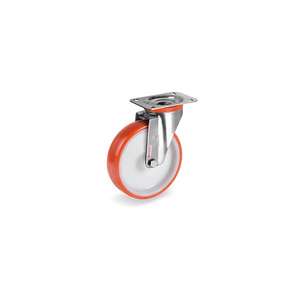 TELLURE ROTA - 604604 Injection polyurethane wheels, polyamide 6 centre, <b>swivel</b> top <b>plate</b> bracket type NLX - wheel width 35 mm, - Product Image 1