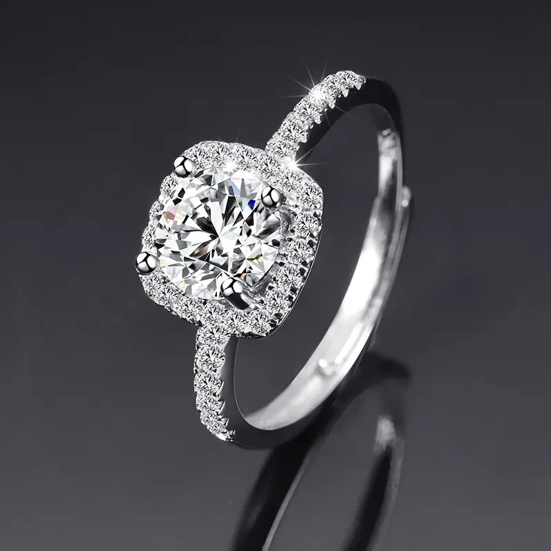 Fashion Copper Shining Moissanite Diamond Couple Engagement Ring Female Geometric Heart Wedding Party Ring