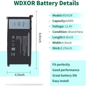 42Wh WDX0R <span class=keywords><strong>Batterie</strong></span> D'ordinateur Portable pour <span class=keywords><strong>Dell</strong></span> <span class=keywords><strong>Inspiron</strong></span> 15 7579 7569 5578 5565 5567 5568 <span class=keywords><strong>5570</strong></span> 5775 5579 7560 7570, 13 5378 5368 7375 7368 - Product Image 2