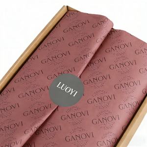 Papier synthétique couché avec impression de logo personnalisé en rose, blanc et noir pour l'emballage de vêtements, chaussures, t-shirts, chaussettes, vin, papier de soie - Product Image 1