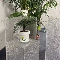 Support de table carré en acrylique à motif pierre, taille et couleur personnalisables, idéal pour buffet et présentation alimentaire (logo personnalisé) - Vente chaude