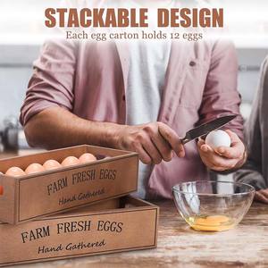 2 Pieces Farm <strong>Wooden</strong> Eggs Crate for 12 Fresh Eggs Stackable <strong>Wooden</strong> Crates for Display Rustic Egg <strong>Storage</strong> <strong>Box</strong> With Handle - Product Image 5
