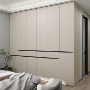 Meilleure vente 2025 : Grande armoire de chambre à coucher écologique personnalisée à portes segmentées, avec tête de lit et coiffeuse, pour hôtels et appartements - Product Image 2