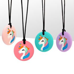 Nouveaux colliers à mâcher en silicone licorne de dessin animé pour l'autisme, le TDAH, l'anxiété, la stimulation orale et la dentition - Product Image 1