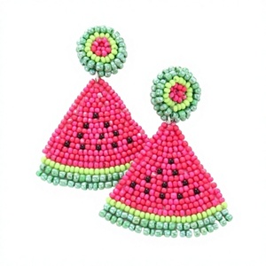 Nouvelles Boucles d'Oreilles Pendante Pastèque Mignonnes à Perles, Design Élégant, Bijoux Tendance pour Femme, Motif Fruité, Idéales pour Fête et Mariage - Product Image 1