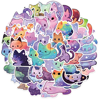 50 autocollants amusants de chats anime, imperméables, pour décorer ordinateurs portables, tasses, skateboards, vélos, bagages, pour adolescents et adultes, autocollants en vinyle