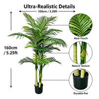 Palmier artificiel tropical de salon 160 cm, plante artificielle Areca en pot, écologique, résistant aux UV, pour centres de villégiature, spas et salles d'attente