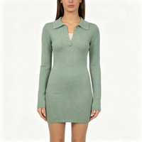 Edna – Robe Polo Décontractée et Élégante pour Femme, de Haute Qualité, avec Patte de Boutons, Blanche, Légère et Chaude, Idéale pour l'Automne