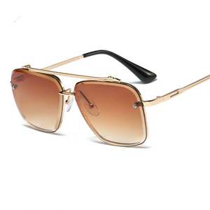 Lunettes de soleil personnalisées de haute qualité pour hommes et femmes, lunettes de conduite avec monture métallique dégradée, protection UV400, lunettes de soleil polygonales pour hommes - Product Image 5
