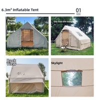 Tente de camping gonflable ultralégère pour 3-4 personnes, toutes saisons, imperméable, coupe-vent, protection UV, installation facile, randonnée en famille