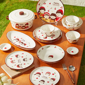 48-Piece Ceramic Dinnerware Set <b>Gift</b> Box Glazed Microwave Safe Fresh Cute Design High-End Home Housewarming <b>Anniversary</b> <b>Gift</b> - Product Image 4