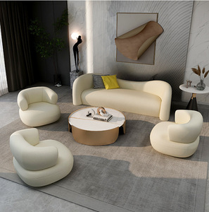 Sofà di lusso moderno soggiorno divano divano sofà di lana d'agnello per 2 persone divanetto - Product Image 2