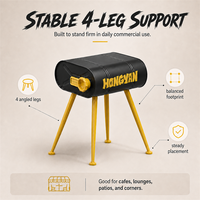 Table d'appoint compacte jaune inspirée d'un bidon, 45 cm de haut, pour café, salon, garage, atelier et espaces commerciaux à thème