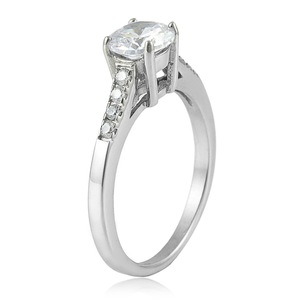 yunnique Men's <b>Titanium</b> Steel <b>Ring</b> With Large Diamond Prong Setting Engagement Jewelry Silver Color - Product Image 4