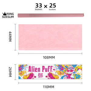 Papier à rouler Alien Puff personnalisé, format king size slim, rose, sans OGM, combustion lente, gomme arabique naturelle, 100% végétarien, papiers premium OEM - Product Image 3