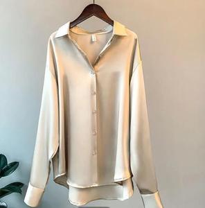 Kemeja Satin Kasual Lengan Panjang Vintage Terbaru untuk Wanita - Product Image 5