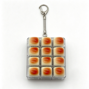 Porte-clés jouet anti-stress en plastique blanc en forme de bouton de pain vapeur, à presser au bout des doigts - Product Image 6