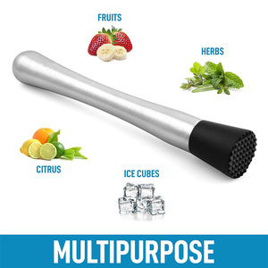 Muddler de acero inoxidable para cócteles con cabeza de nailon acanalada, herramientas profesionales de barra, mezcla de bebidas Mojito Pilon Pour Les Fruits - Product Image 2