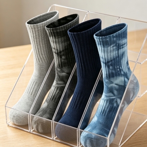 Mens/Womens ODM 4 Pairs Breathable Athletic Cushion <strong>Socks</strong> Tie Dye Multiblue Large <strong>Multipack</strong> - Product Image 3