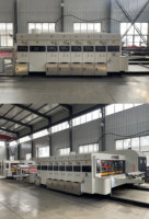 Machine d'impression, de rainurage et de découpe flexographique pour carton ondulé avec vernissage et séchage à l'encre aqueuse