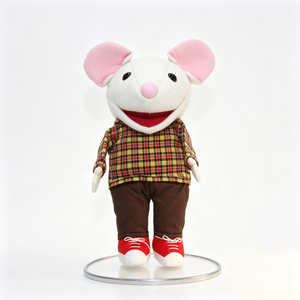 Peluche de ratón blanco personalizado con camisa a cuadros, peluche de ratón con ropa y zapatos, adorable ratón de peluche vestido. - Product Image 1