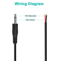 Colokan laki-laki 3.5mm ke kawat terbuka TS 2 tiang Mono 1/8 "3.5mm kabel Audio