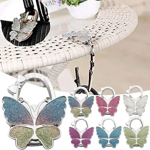 Fashion Home Decoration Christmas Gifts Portable Foldable Handbag Hanger Butterfly Purse Bag Table Hook Holder