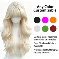 Perruque synthétique longue ondulée blond platine pour femme, avec frange complète, résistante à la chaleur, pour usage quotidien et fêtes – Fournisseur d'usine