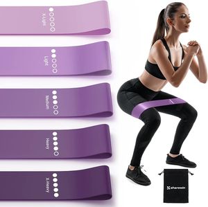 Op Maat Bedrukte 5 Stuks Paarse <span class=keywords><strong>Mini</strong></span>-Lus Latex Weerstandsbanden Training Trainingsbanden Set - Product Image 1