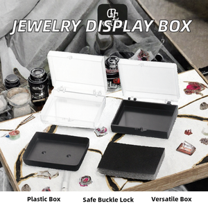 Clear Hinged Lid Plastic Jewelry Storage <b>Box</b>, Black Base with Sponge Insert, Customizable Small <b>Gift</b> <b>Box</b> <b>for</b> <b>Rings</b> and Pendants - Product Image 2