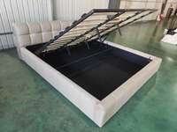 Lit de rangement King Size rembourré en gros avec design industriel, revêtement en tissu, structure en acier tubulaire, garantie 10 ans