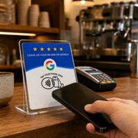 Carte de commentaires Google française 10 cm en acrylique étanche NFC NTAG213 13,56 MHz, autocollant personnalisé pour avis, utilisation hôtelière, prêt à être expédié