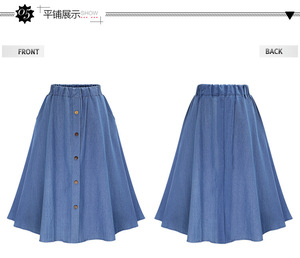 <span class=keywords><strong>Jupe</strong></span> en Jean Style Preppy pour femme, tenue en Denim, couleur unie, taille naturelle, avec gros ourlet, décontractée, nouvelle mode coréenne, 2020 - Product Image 3