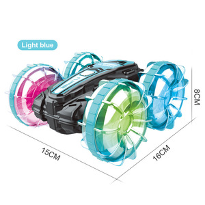 Véhicule télécommandé amphibie tout-terrain pour enfants, double commande, pneus lumineux, rotation à 360 degrés - Product Image 1