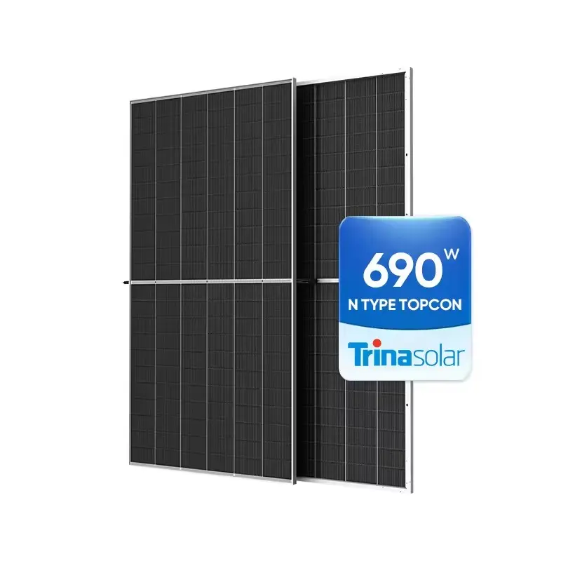 High Efficiency Trina solar Vertex N Type bifacial dual glass module TSM-NEG21C. 20 690w solar panels for solar system