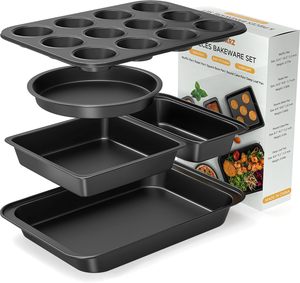 5 Pieces Nonstick Stackable Baking Sets <strong>Cooking</strong> Round/Square <strong>Cake</strong> <strong>Pans</strong> Baking <strong>Pan</strong> Bakeware Sets - Product Image 1