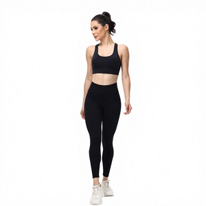 Ensembles de sport personnalisés pour femmes : Legging taille haute uni et soutien-gorge de sport léger élastique à maintien avant, séchage rapide, pour la gym, le yoga et le fitness - Product Image 3
