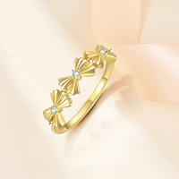 Glowluxe S925 Bague de chevalière en argent sterling avec nœud serti invisible plaqué or Bijoux tendance pour femmes