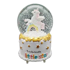 Sale Resin Crafts Creative Music Box Custom Unicorn automatic Snow Globe