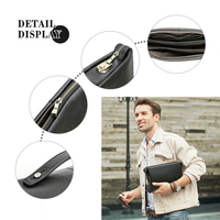 Pochette personnalisée antivol en cuir de vachette véritable pour homme, multi-compartiments, pour affaires, décontractée, voyage, avec serrure à combinaison