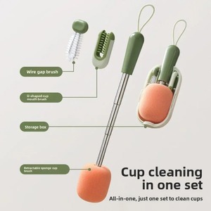 <b>Bottle</b> Cleaning <b>Brush</b> Long Handle <b>Bottle</b> <b>Brush</b> 3 In 1 Multifunctional Sponge <b>Bottle</b> <b>Brush</b> With <b>Bottle</b> Cleaner <b>Brush</b> - Product Image 5