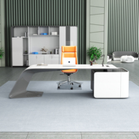 LBZ04 Meuble de bureau avec armoire de rangement Table de bureau pour PDG Bureau de direction Bureau du directeur Bureau en bois