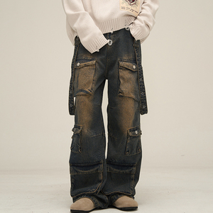 Jeans multi-poches personnalisés Hip Hop Street Wear pour hommes délavés à l'acide <span class=keywords><strong>Y2k</strong></span> Cargos pour hommes - Product Image 2