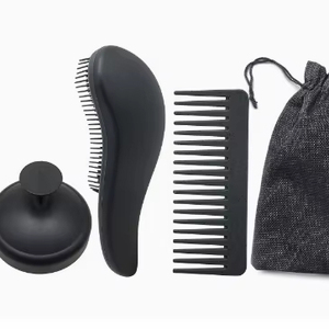 Set de Cepillo y Peine Desenredante, Cepillo Masajeador de Cuero Cabelludo de Paja de Trigo, Cepillo para Champú, Peine de Dientes Anchos para el Crecimiento del Cabello - Product Image 1